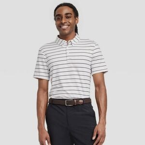 All in Motion Striped Golf Polo Shirt White Size XL